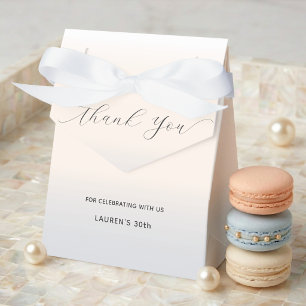Modern Minimalist Script Pearl Milestone Birthday Favor Boxes