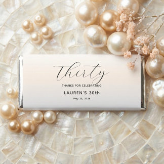 Modern Minimalist Script Pearl Milestone Birthday Hershey Bar Favors