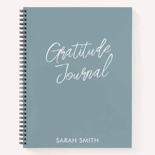 Modern Minimalist Script Personalized Gratitude Notebook (Front)