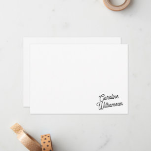 Modern Minimalist Script Personalized Stationery  Note Card