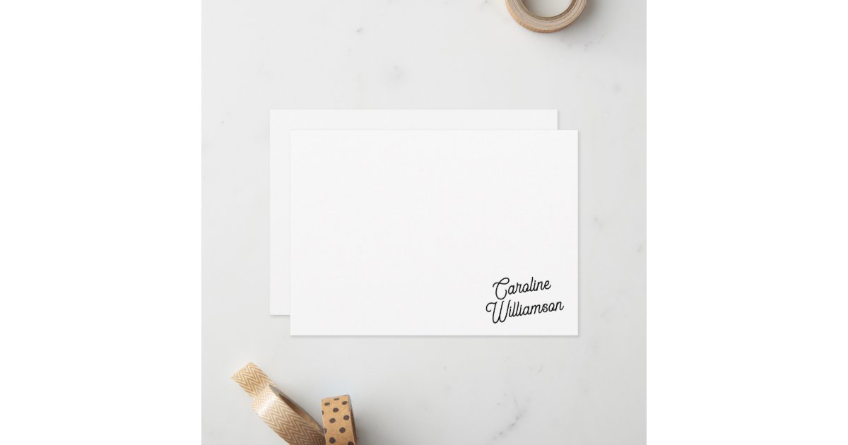 Modern Minimalist Script Personalized Stationery Note Card | Zazzle