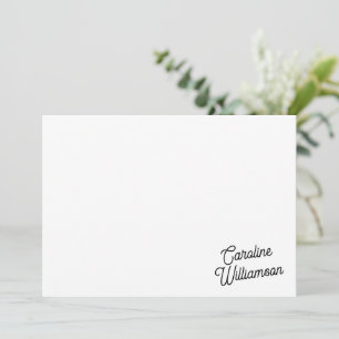 Modern Minimalist Script Personalized Stationery  Note Card