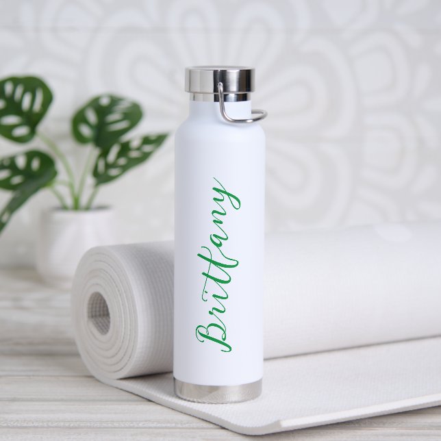 Modern Minimalist Script Personalized Water Bottle (Yoga)