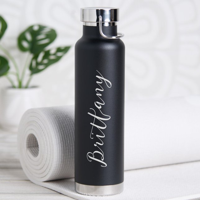 Modern Minimalist Script Personalized Water Bottle (Personalized Water Bottle with Name - perfect as a birthday gift, bridesmaid gift or for the bride!)