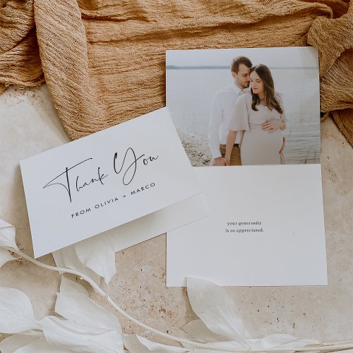 Modern Minimalist Script Photo Thank You Card