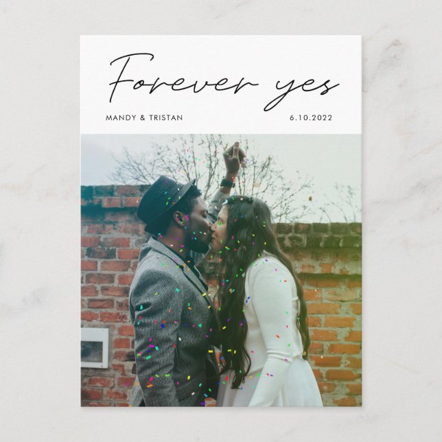 Modern Minimalist Script Photo Wedding Elopement Announcement Postcard (Front)