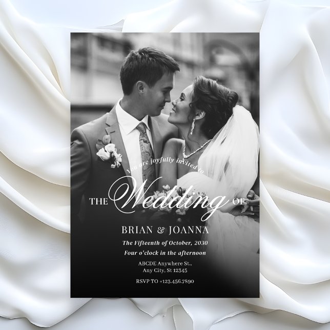 Modern minimalist script photo wedding  invitation (Creator Uploaded)
