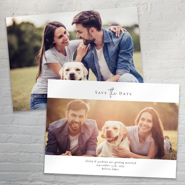 Modern Minimalist Script Photo Wedding Save The Date (Creator Uploaded)