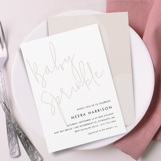 Modern Minimalist Script Pink Baby Sprinkle Invitation (Modern Minimalist Script Pink Baby Sprinkle Invitation)
