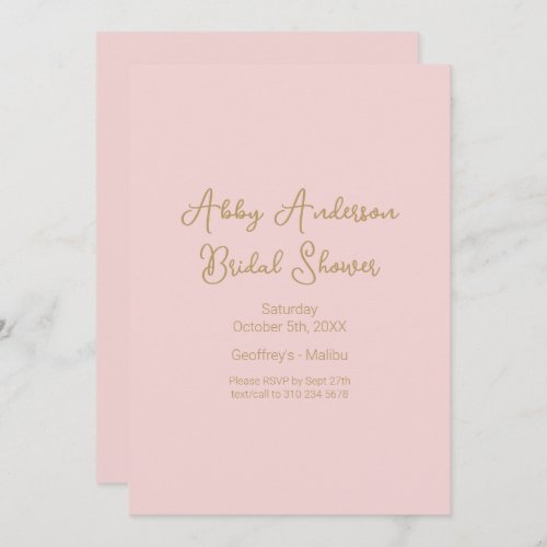 Modern Minimalist Script  Pink Bridal Shower Invitation