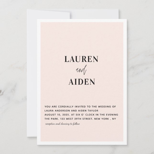 Modern Minimalist Script pink wedding  Invitation (Front)