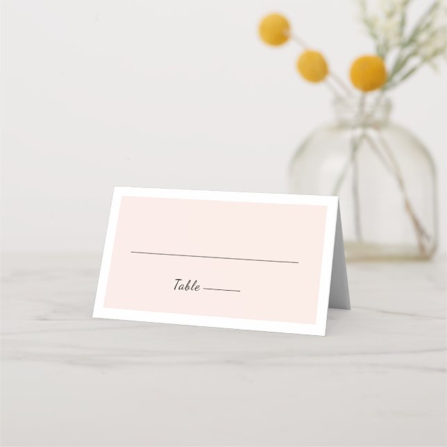 Modern Minimalist Script pink wedding place cards (Front)