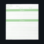 Modern Minimalist Script Sage Green Recipes Notepad<br><div class="desc">Modern Minimalist Script Sage Green Recipes These customizable recipe notepads are simple for every day use to quickly jot a recipe down for yourself or give a special recipe to a friend. You can also choose a variety of colors from our shop for your home office needs. Personalize these recipe...</div>