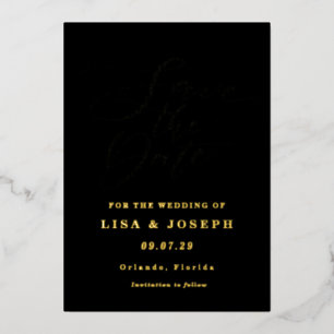 Modern Minimalist Script Save the Date Foil Foil Invitation