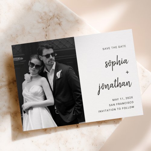 Modern Minimalist Script | Save the Date Letterpress Photo Cards