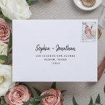 Modern Minimalist Script | Self-Addressed RSVP  Envelope<br><div class="desc">These elegant,  minimalist wedding RSVP envelopes feature modern script typography and clean,  sans serif text for a simple and stylish black and white design you will love. Your pre-printed return address goes onto the front.</div>