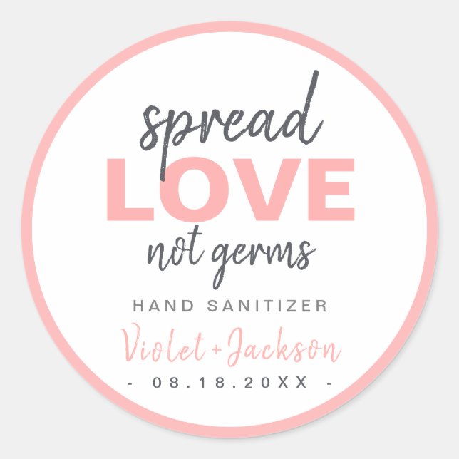 Modern Minimalist Script Spread Love Wedding Favor Classic Round Sticker (Front)