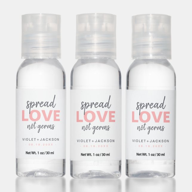 Modern Minimalist Script Spread Love Wedding Favor Hand Sanitizer (Set)