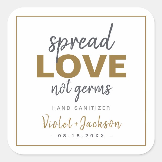 Modern Minimalist Script Spread Love Wedding Favor Square Sticker (Front)