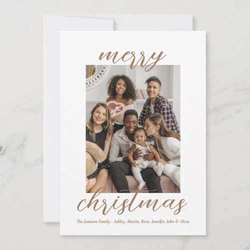 Modern Minimalist Script Stylish Christmas Family  Holiday Card
