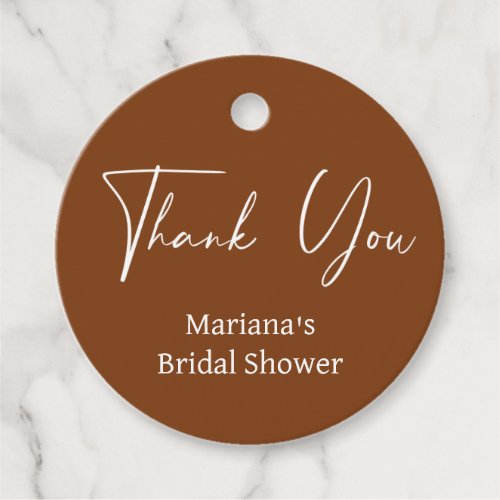 Modern Minimalist Script Terracotta Bridal Shower Favor Tags