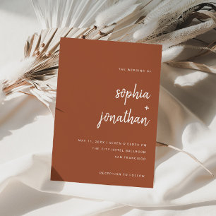 Modern Minimalist Script Terracotta Wedding Invitation