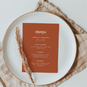 Modern Minimalist Script Terracotta Wedding Menu