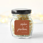 Modern Minimalist Script Terracotta | Wedding Square Sticker<br><div class="desc">These elegant,  minimalist wedding stickers feature white modern script typography and clean,  sans serif text on a neutral boho terracotta background for a simple and stylish design you will love.</div>