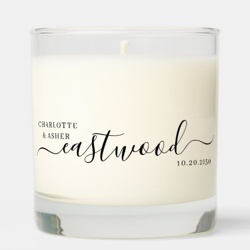 Modern Minimalist Script Text Wedding Scented Candle