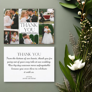 modern minimalist script wedding 6 photos collage thank you card
