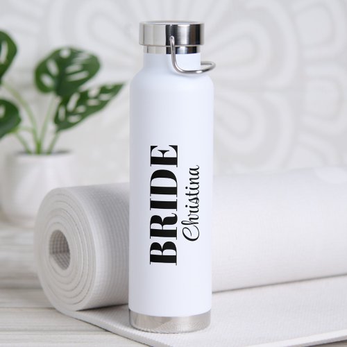 Modern Minimalist Script Wedding Bride Water Bottle
