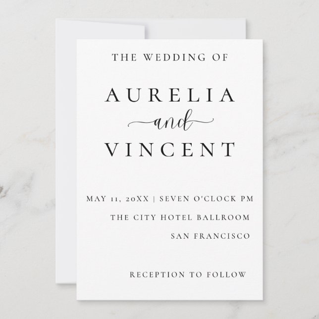 Modern Minimalist Script  Wedding card (Front)