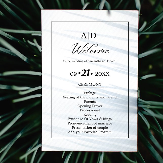 Modern Minimalist Script Wedding Ceremony Program  (Creator Uploaded)
