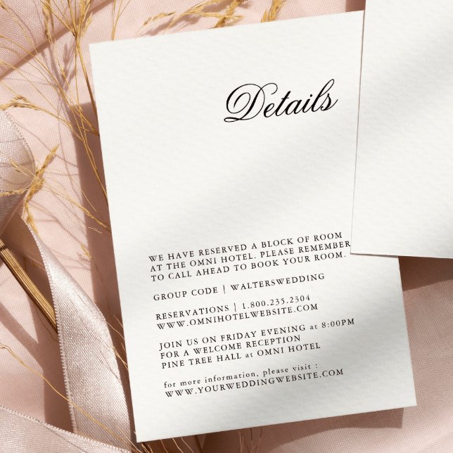 Modern Minimalist Script Wedding Detail Card (Creator Uploaded)