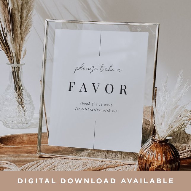 Modern Minimalist Script Wedding Favor Sign (Creator Uploaded)
