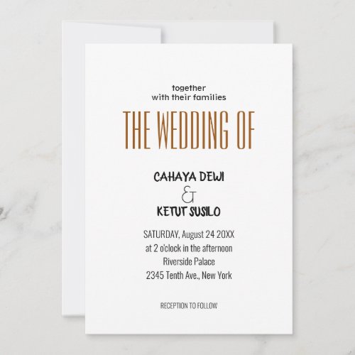 Modern Minimalist Script  Wedding Gold Foil Invitation