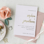 Modern Minimalist Script | Wedding Gold Foil Invitation<br><div class="desc">These elegant,  minimalist gold foil wedding invitations feature modern gold script typography and clean,  sans serif text for a simple and stylish  design you will love.</div>