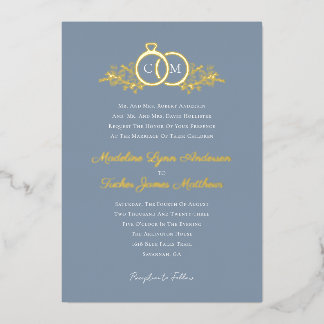 Modern Minimalist Script Wedding Gold Foil Wedding Invitation