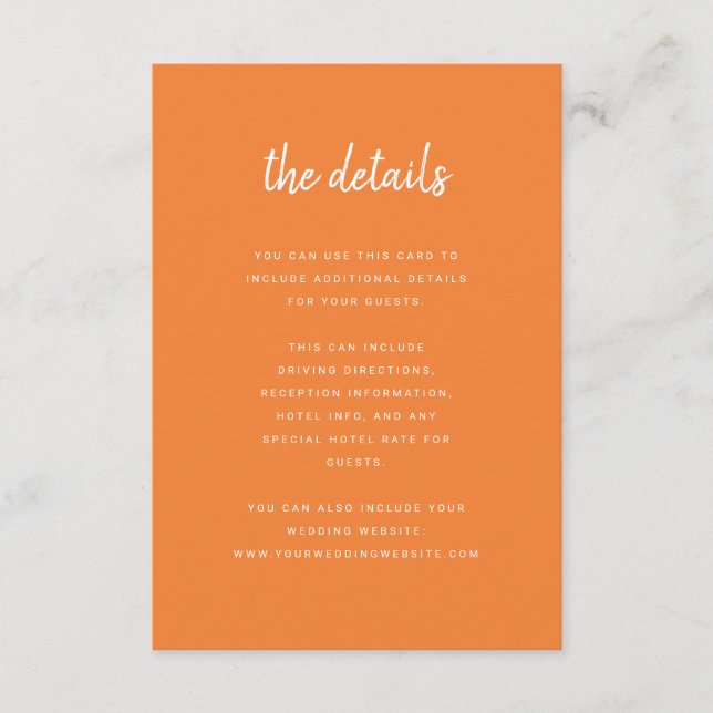 Modern Minimalist Script | Wedding Guest Details Enclosure Card (Front)