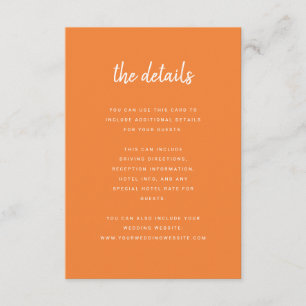 Modern Minimalist Script Wedding Guest Details Enclosure Card