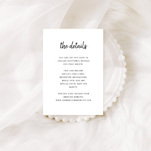 Modern Minimalist Script Wedding Guest Details Enclosure Card