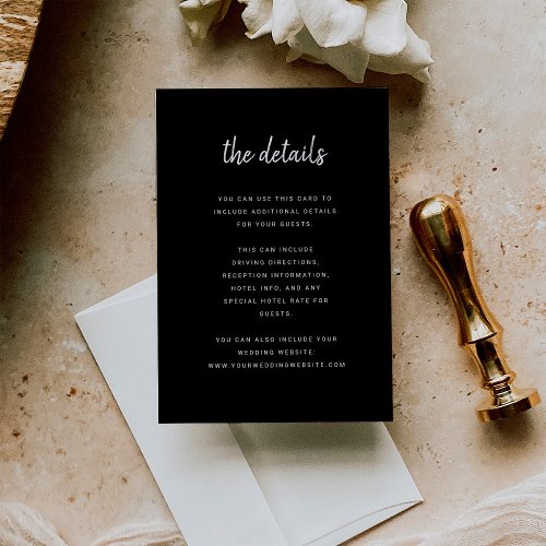 Modern Minimalist Script  Wedding Guest Details Enclosure Card