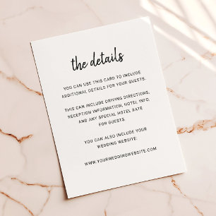 Modern Minimalist Script Wedding Guest Details Letterpress Enclosure Card