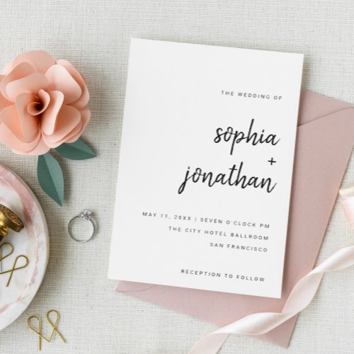 Modern Minimalist Script  Wedding Invitation
