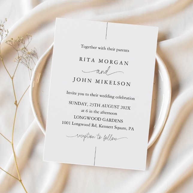 Modern Minimalist Script Wedding Invitation (Creator Uploaded)