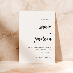 Modern Minimalist Script Wedding Letterpress Invitation