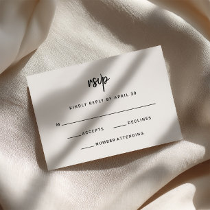 Modern Minimalist Script Wedding Letterpress RSVP Cards