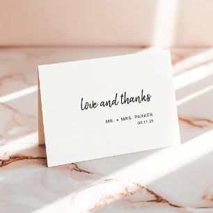 Modern Minimalist Script Wedding Letterpress Thank You Card