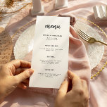 Modern Minimalist Script | Wedding Menu<br><div class="desc">This elegant,  minimal wedding menu card features modern script typography and clean,  sans serif text for a simple and stylish black and white design you will love.</div>