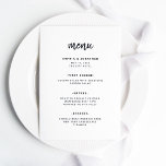 Modern Minimalist Script | Wedding Menu<br><div class="desc">This elegant,  minimalist wedding menu card features modern script typography and clean,  sans serif text for a simple and stylish black and white design you will love.</div>